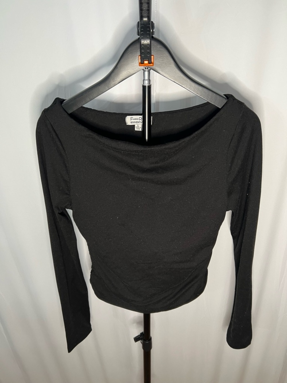 Faded Rose Black Long-Sleeve Boatneck Top